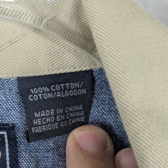 Roper Size Medium 6-8 Youth Button Down Shirt Denim Tan Collar - Picture 9 of 11